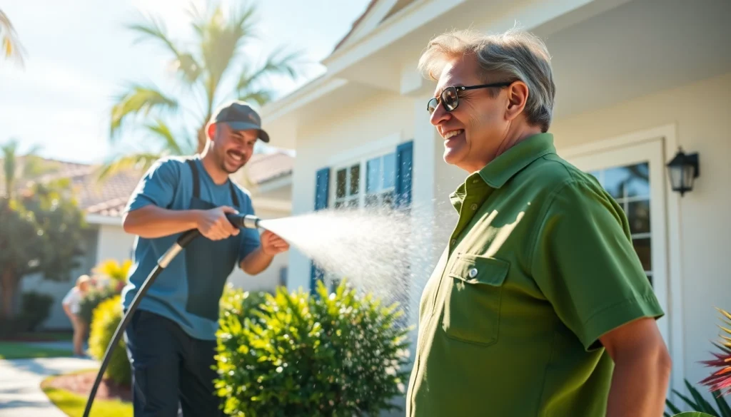 Soft wash service rejuvenating a home’s exterior in Kissimmee, showcasing vibrant results.
