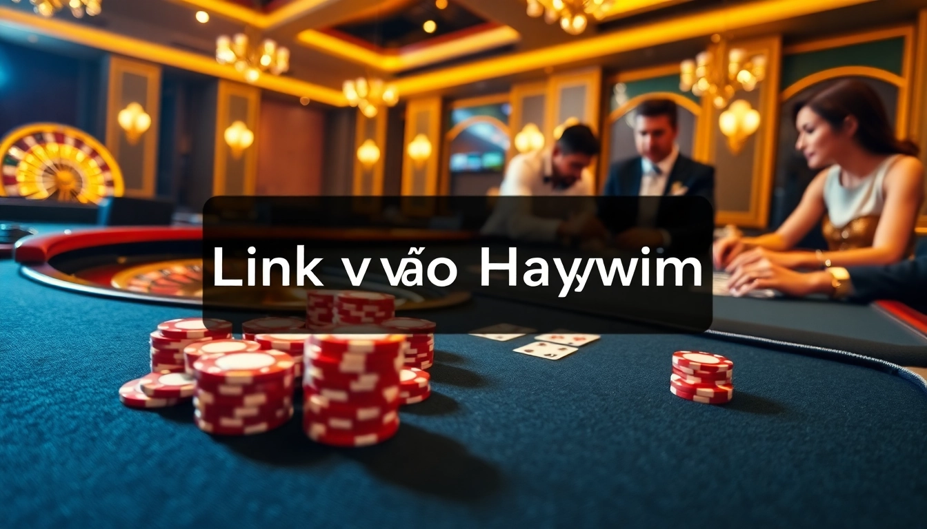 Link vào Haywin offers an engaging table scene with chips and cards for experienced gamblers.