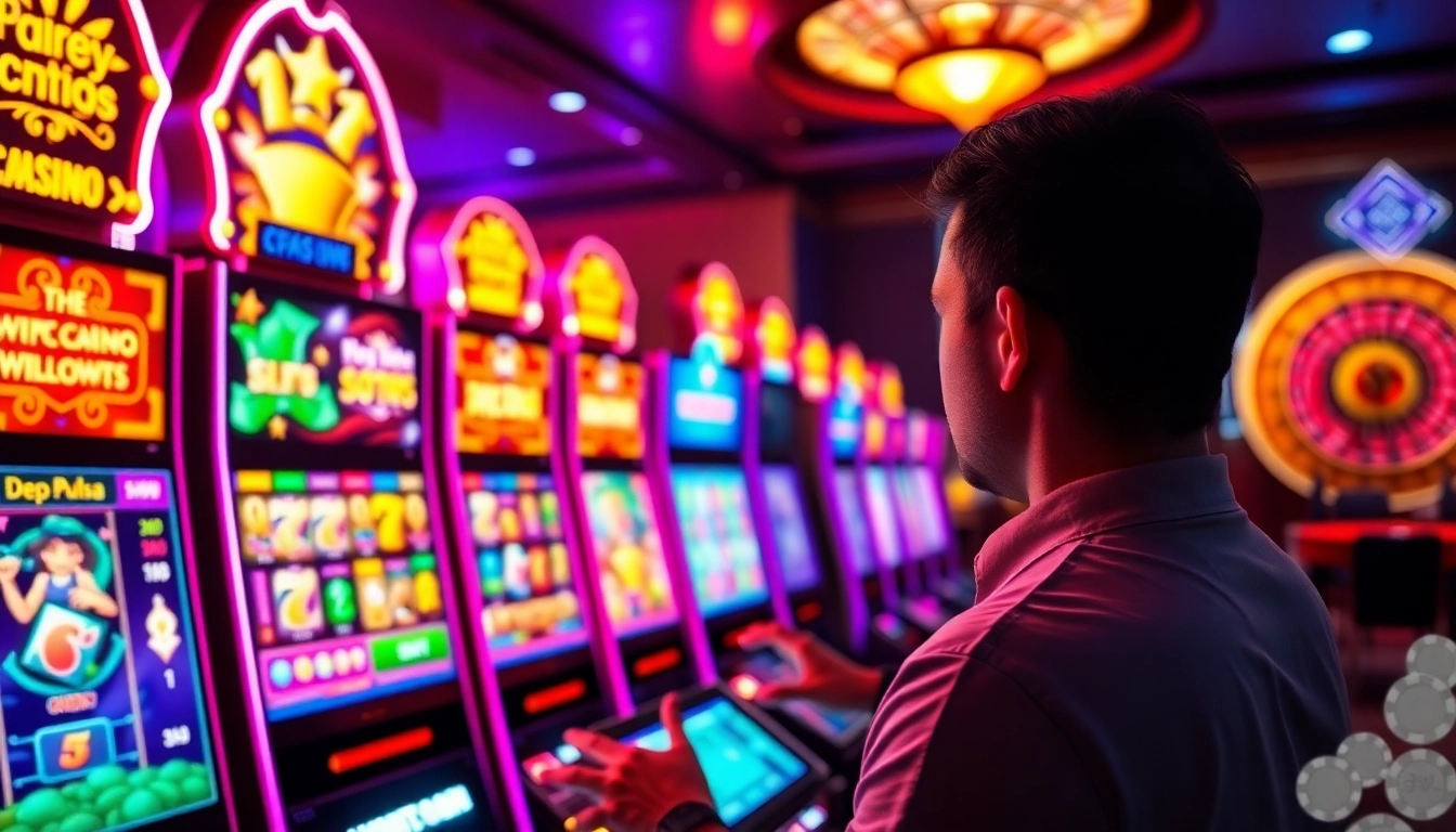 Rasakan sensasi slot depo pulsa dengan mesin kasino yang berwarna-warni dan permainan yang menarik.