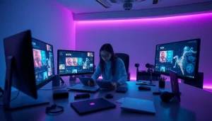 Experience the cutting-edge of NSFW AI art generation in a modern workspace.