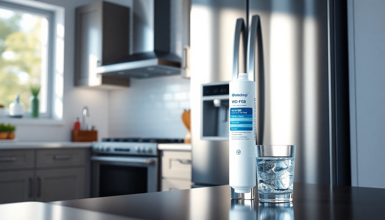 Waterdrop WD-F08 Replacement for 4396841 showcased in a modern kitchen, emphasizing clarity and freshness.