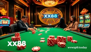 Gambling excitement at https://xx88.today/ with vibrant poker action and luxury casino elements.