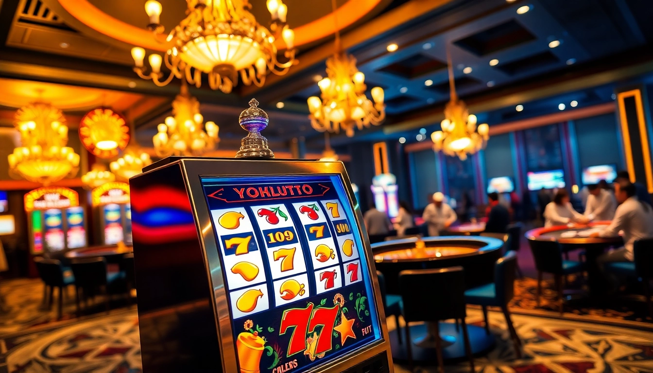 Experience the thrill of slot depo pulsa with vibrant casino games and joyous players in an electrifying setting.