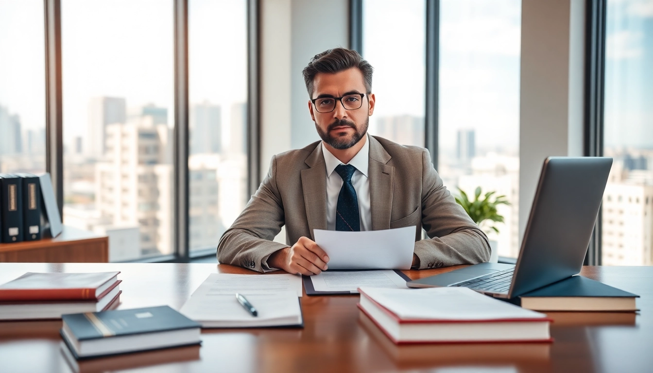 Broward County litigation lawyer consulting with clients in a modern office setting.