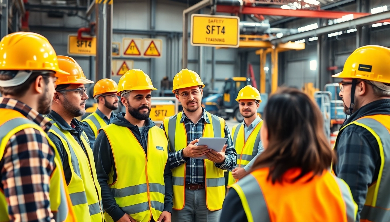 Engaged participants in construction safety training demonstrate protocols and interact at a seminar.