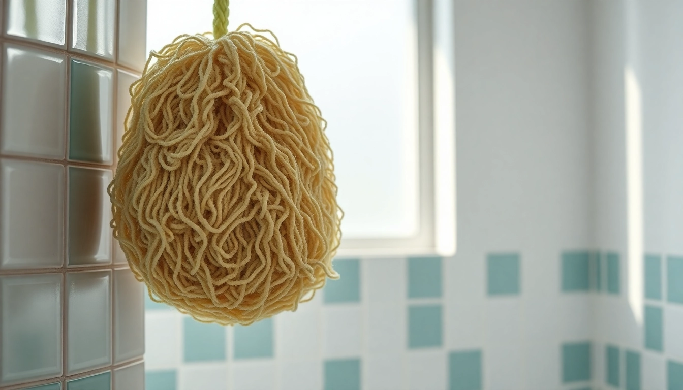 Discover the unique texture of the best back loofah in a serene bathroom setting.