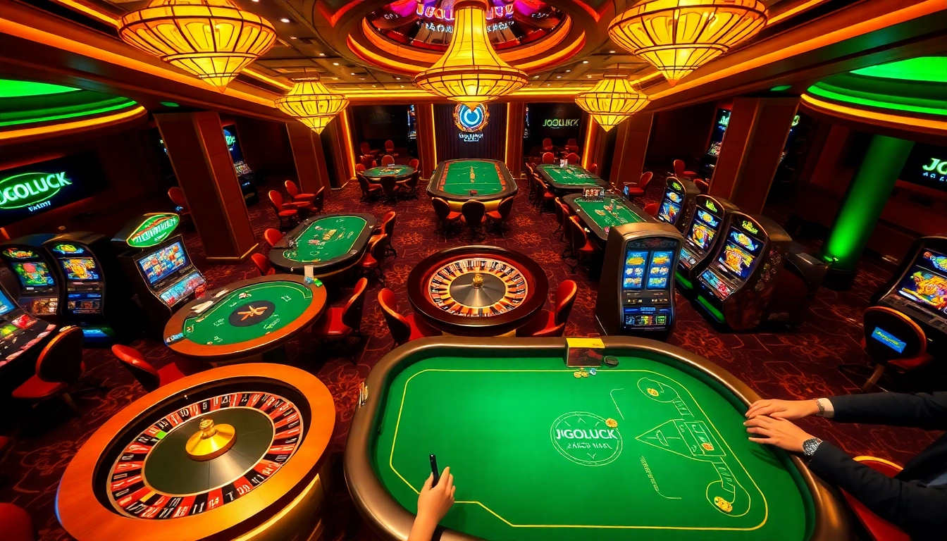 Exciting gameplay at https://jogoluck.br.com/ showcasing poker and roulette in a vibrant casino atmosphere.