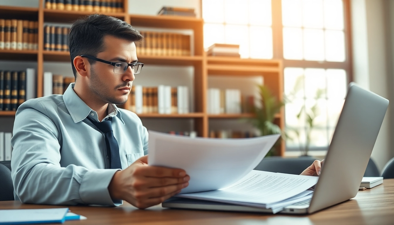 Wirtschaftsstrafrecht: attorney reviewing crucial legal documents in a professional office